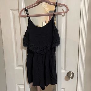 Garage Black Crochet Trim Romper